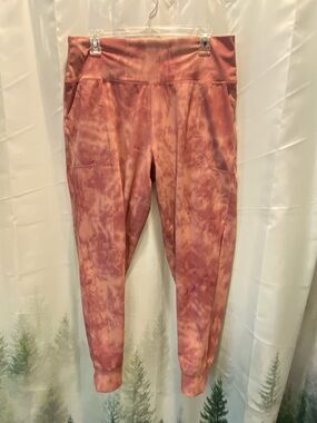 Women's Tie-Dye Athletic Fitness Yoga Joggers - Pink